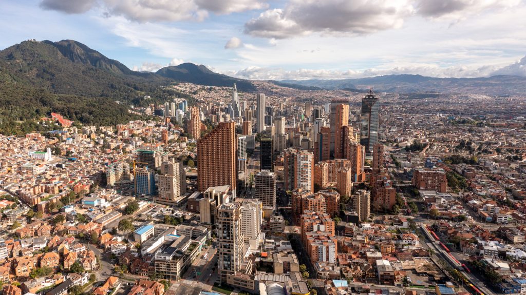 Aerial view of the architecture in Bogota, Colombia
